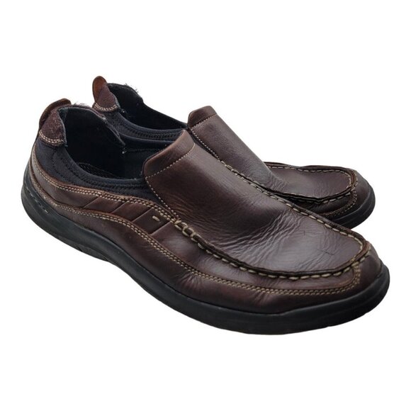 Clarks Shoes Mens Sz 9.5W Loafers Brown AXL 82214 Leather Slip-On Moc Toe main image 12